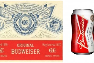 Budweiser Beer. Left: 1879, Right: 2013(Photos: Flickr, Core 77)