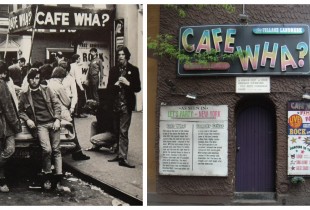 Cafe Wha?, New York. Left: 1960s, Right: 2012  (Photos: The Bowery Boys, Falafil)