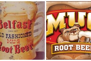 Mug Root Beer. Left: 1947, Right: 2013(Photos: Logopedia, Flickr)